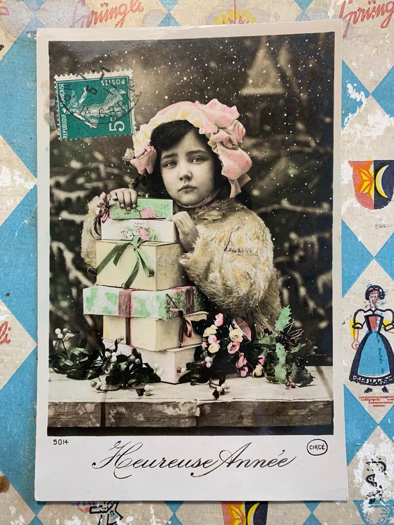 1911 Heureuse Année - meisje met cadeautjes (NN), Ophalen of Verzenden, Voor 1920, Gelopen, Feest(dag)