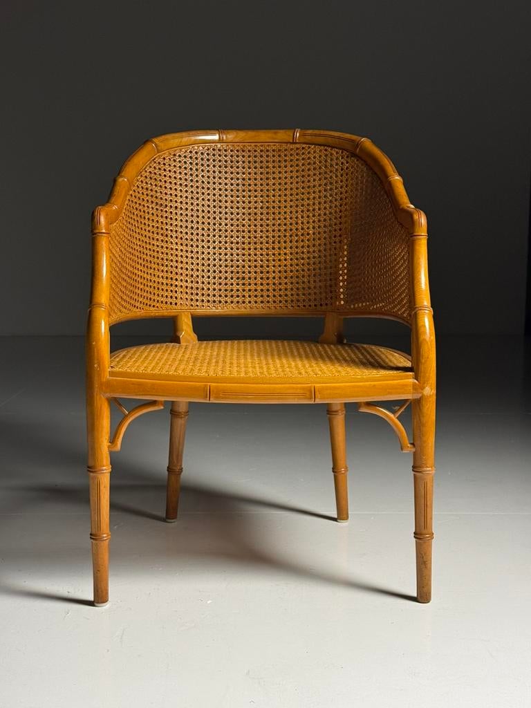 4x Faux Bamboo eetkamer stoel vintage, Huis en Inrichting, Ophalen, Zo goed als nieuw, Bruin, Vier