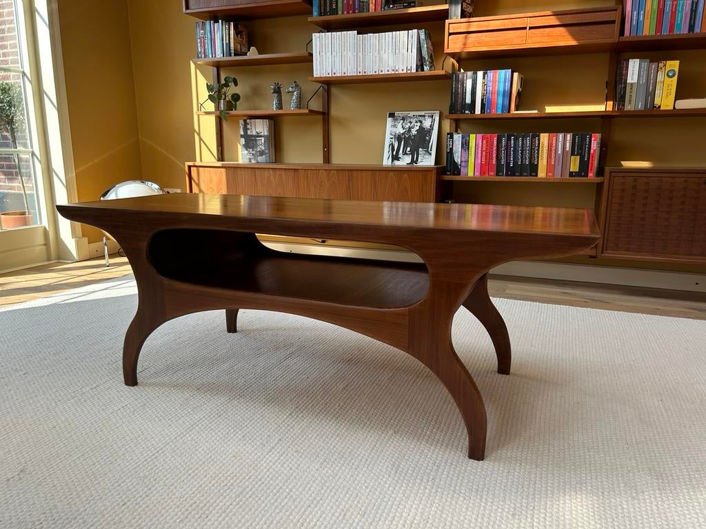 Smile table teak 147cm – design salontafel Deens  EYCATCHER, 50 tot 75 cm, Teakhout, Zo goed als nieuw, Rechthoekig