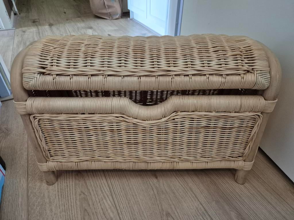 Rotan kistje met deksel, Huis en Inrichting, Woonaccessoires | Kisten, Ophalen of Verzenden, Minder dan 50 cm, Minder dan 50 cm