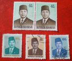 Indonesië - 5x President Soekarno, Verzenden, Gestempeld, Zuidoost-Azië