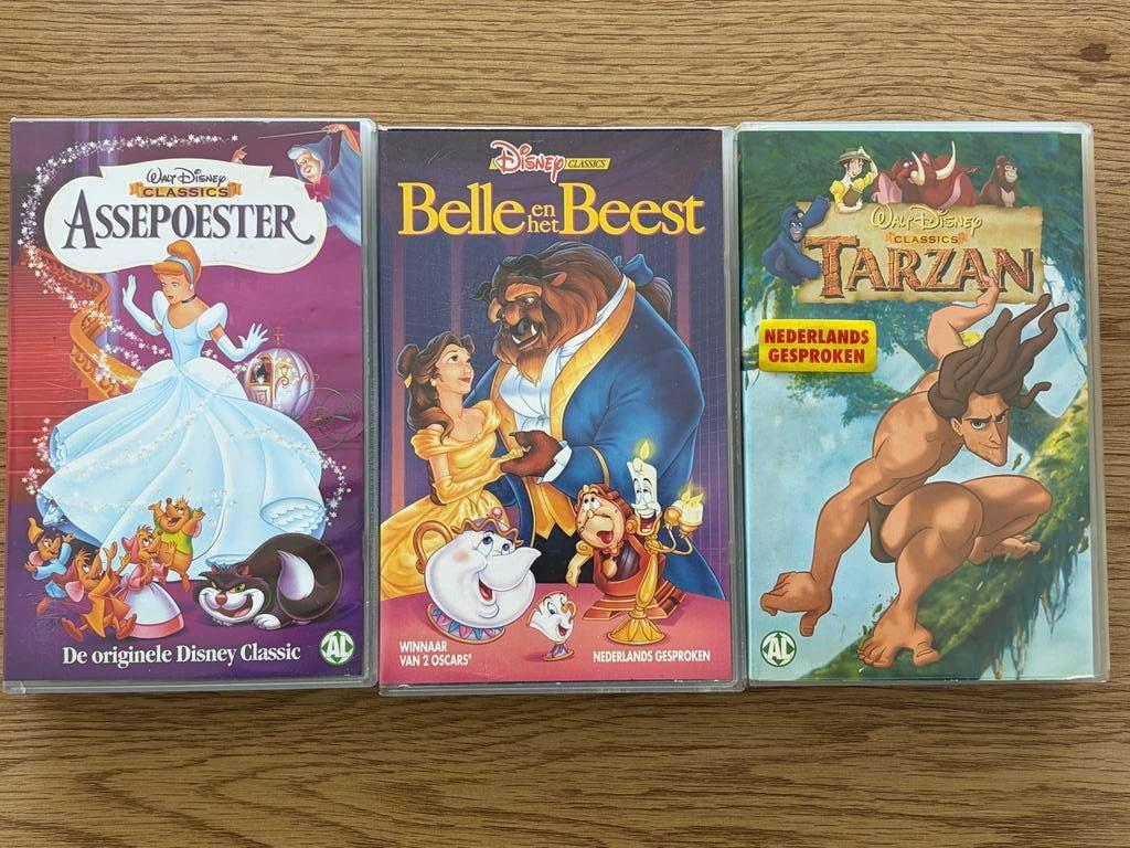 Disney VHS Bundel: Belle en het Beest, Assepoester, Tarzan, Gebruikt, Tekenfilm, Alle leeftijden, Ophalen of Verzenden