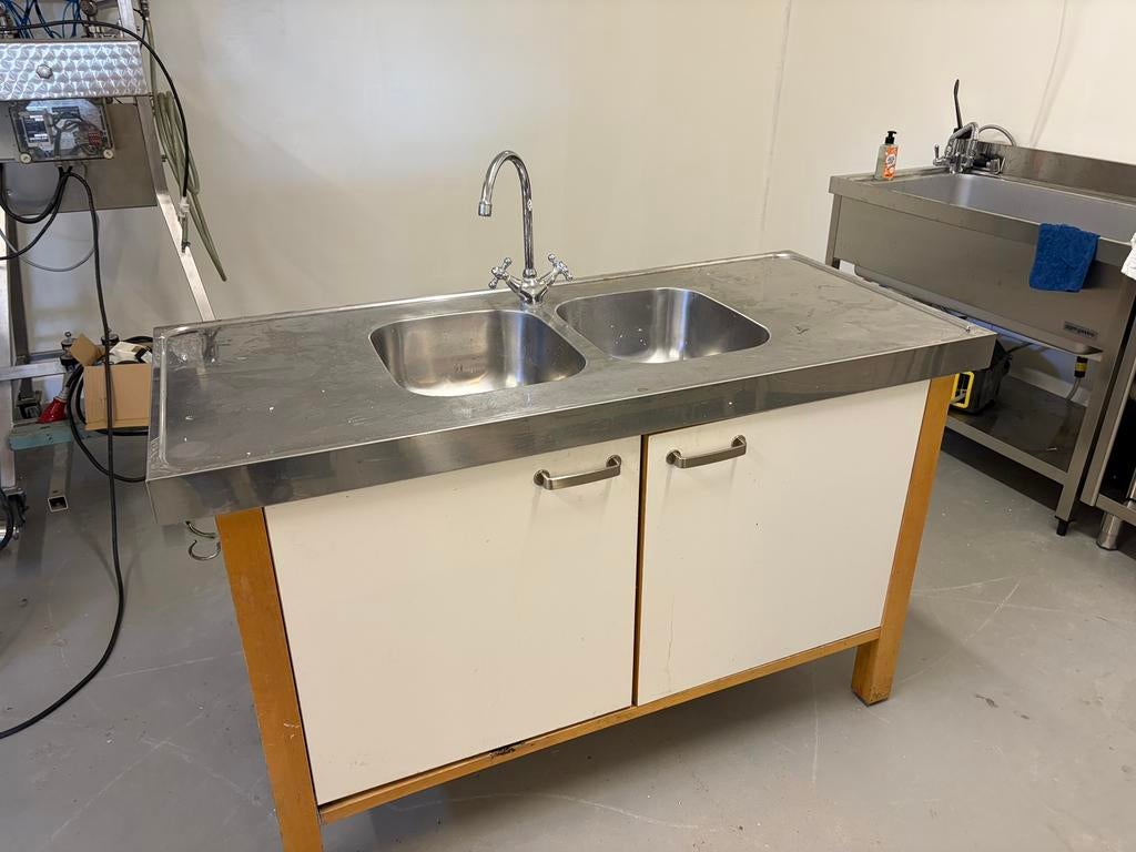 Keuken 2 wasbakken, Ophalen, Gebruikt, Staal of Rvs, Enkelwandige keuken