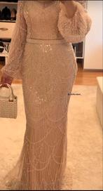 Elegante Galajurk met Pailletten en Kralen, Kleding | Dames, Gelegenheidskleding, Galajurk, Beige, Nieuw, Ophalen of Verzenden