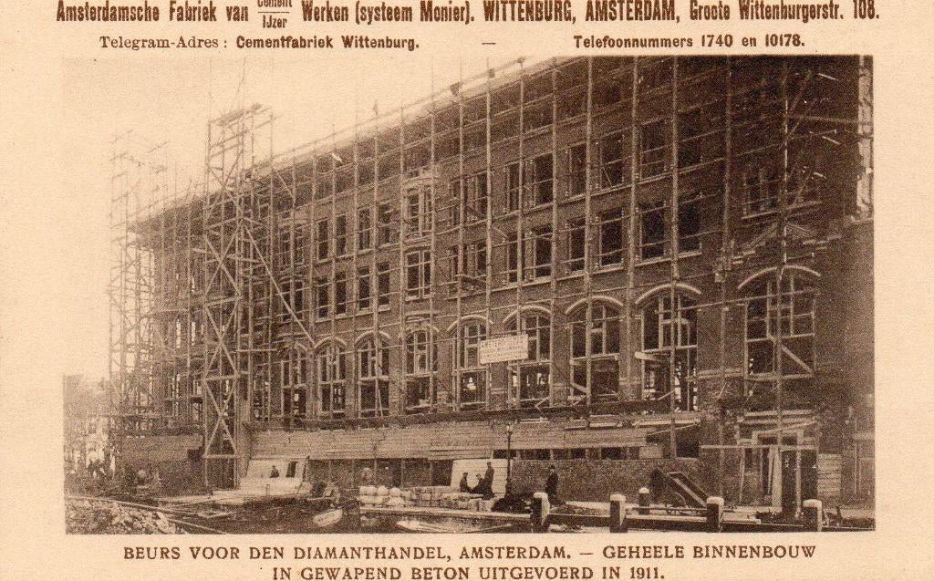 Amsterdam - Beurs Diamanthandel aanbouw - Fabriek Wittenburg, Ophalen of Verzenden, Voor 1920, Ongelopen, Noord-Holland