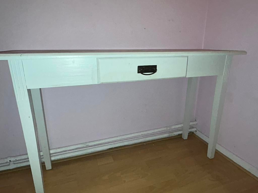 Klein bureautje met lade, Ophalen of Verzenden, Gebruikt, Wit, Hout