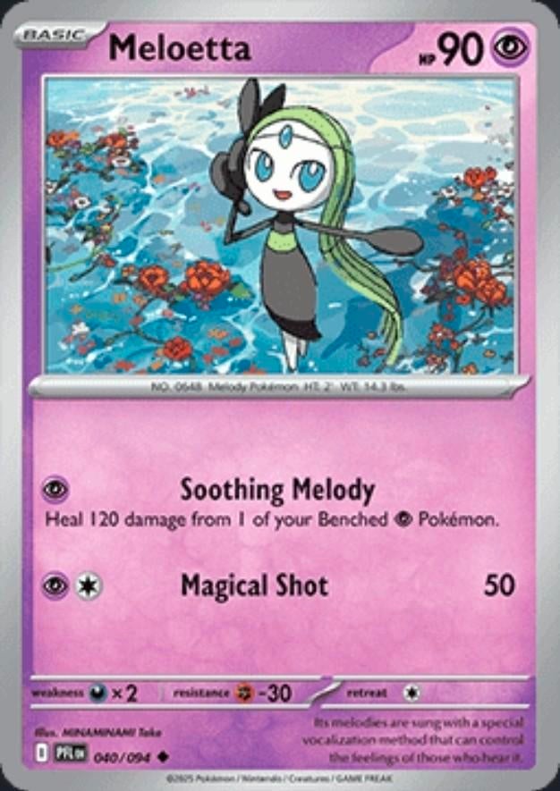 Pokémon Kaarten - Meloetta (PFL 040) - Reverse Holo, Ophalen of Verzenden, Nieuw, Losse kaart, Foil