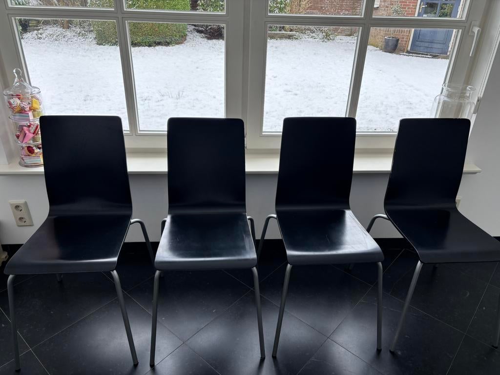 4 eetkamer stoelen Ikea Martin zwart, Gebruikt, Zwart, Ophalen of Verzenden, Vier