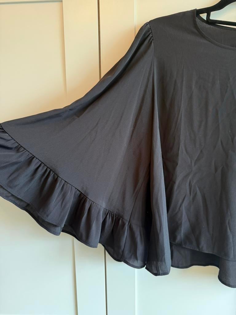 Zara, zwarte top, blouse (L) met aparte mouwen, Kleding | Dames, Ophalen of Verzenden, Zo goed als nieuw, Maat 38/40 (M), Zwart