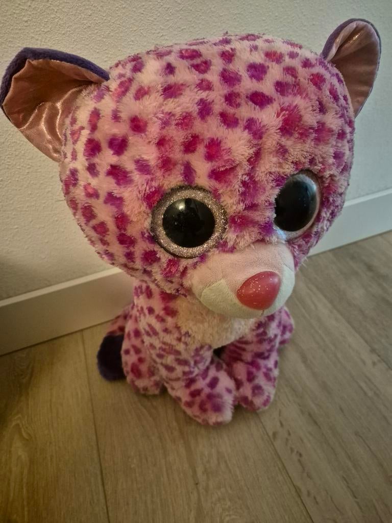 TY Beanie Roze Panter Knuffel - Grote Ogen, Kinderen en Baby's, Speelgoed | Knuffels en Pluche, Ophalen of Verzenden, Zo goed als nieuw
