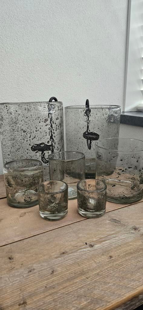 Landelijk wonen windlichten set puur wonen, Ophalen of Verzenden, Overige materialen, Minder dan 25 cm