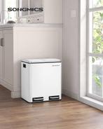 Songmics Prullenbak 2x15L met Pedaal - Wit NIEUW IN DOOS, Met pedaal, 50 tot 75 cm, Nieuw, Ophalen of Verzenden