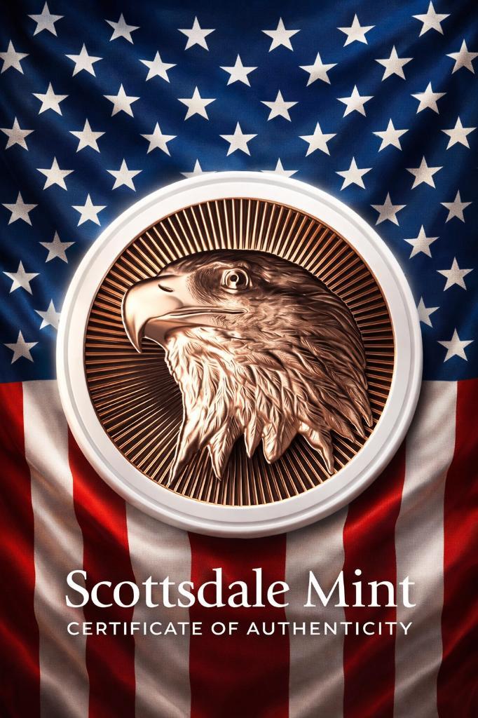 1 oz koper Scottsdale Mint Eagle stacker, Postzegels en Munten, Edelmetalen en Baren, Zilver, Ophalen of Verzenden