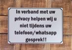 Wij helpen niet tijdens telefoongesprek reclamebord metaal, Info@deconoord.nl, Deco Noord, Nieuw, Ophalen of Verzenden