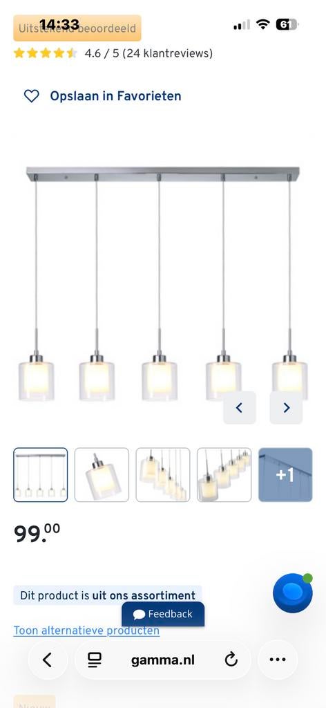Hanglamp dion, Ophalen, Zo goed als nieuw, Minder dan 50 cm