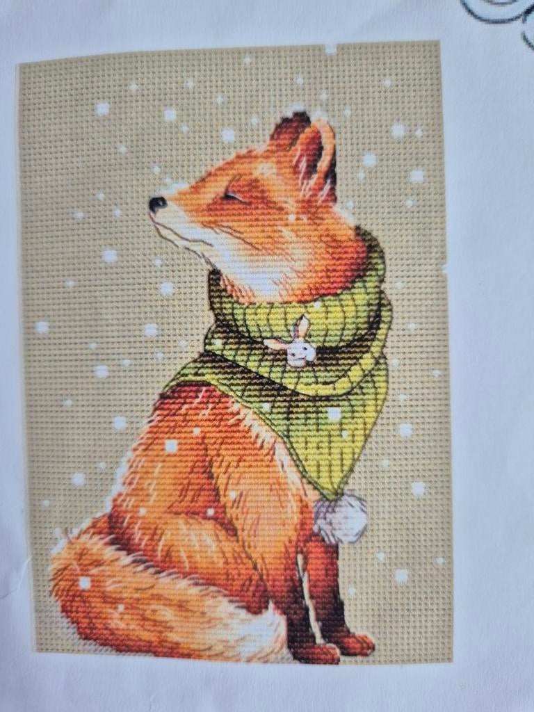 Borduurpakket Vos met Sjaal - Cross Stitch, Ophalen of Verzenden
