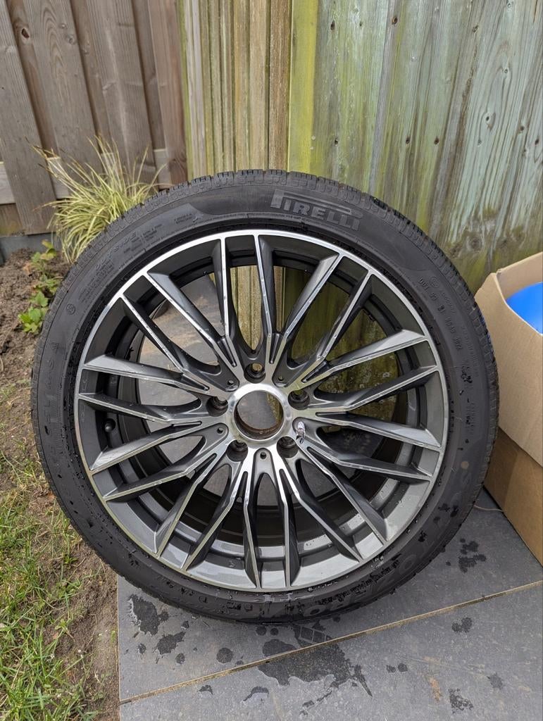 MONACO GP2 Anthracite Polished 18" velgen met winterband, 18 inch, Gebruikt, Banden en Velgen, Personenwagen