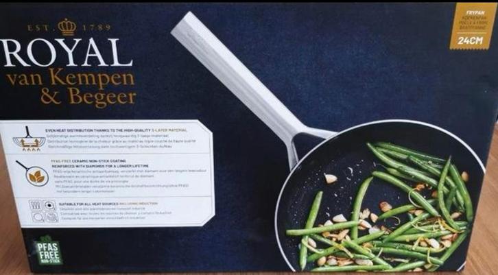 Royal Van Kempen & Begeer Koekenpan 24CM, Huis en Inrichting, Keuken | Potten en Pannen, Nieuw, Koekenpan of Braadpan, Rvs, Inductieplaat