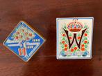 Twee tegels Wilhelmina regeringsjubileum 1898-1938, Antiek en Kunst, Antiek | Wandborden en Tegels, Ophalen