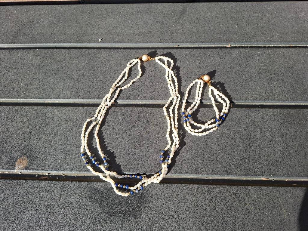 Parel en Lapis lazuli collier 14k goud, Sieraden, Tassen en Uiterlijk, Bedels, Nieuw, Trollbeads, Goud, Ophalen of Verzenden
