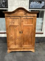 Leuke vintage grenen houten brocante meidenkast, Ophalen, 100 tot 150 cm, 200 cm of meer, Landelijke stijl