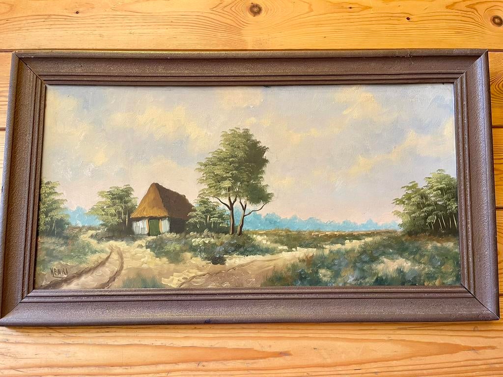 Rustiek landschapsschilderij olieverf, Ophalen, Gebruikt, 50 tot 75 cm, Schilderij