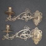 Twee antieke koperen wandkandelaars pianokandelaars, Ophalen of Verzenden, Koper of Brons