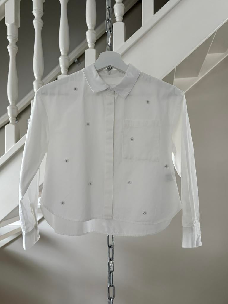 Blouse wit met bloemen zilver Zara maat 140, Kleding | Dames, Blouses en Tunieken, Ophalen of Verzenden, Zo goed als nieuw, Maat 34 (XS) of kleiner