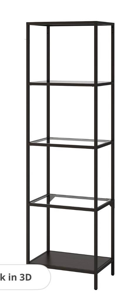 IKEA Vittsjö Stellingkast - Zwart/Glas, Huis en Inrichting, Kasten | Stellingkasten, Ophalen, Zo goed als nieuw