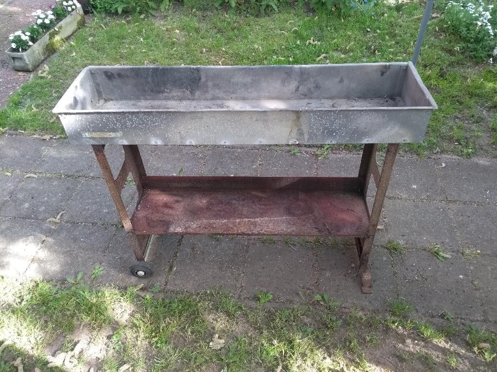 Planten trolley aluminium bak 2 etages en stalen frame, Ophalen, Gebruikt, 100 cm of meer, Balkon