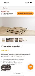Emma Metalen Bed 140x200, Ophalen, Zwart, Tweepersoons, 140 cm