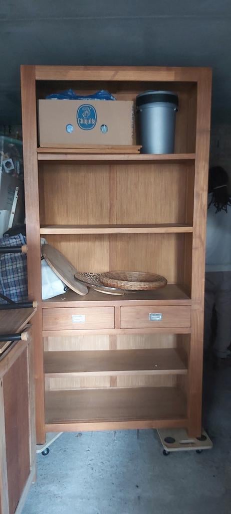 Teak houten boekenkast met lades en planken, Huis en Inrichting, Kasten | Boekenkasten, Ophalen, Met plank(en), Gebruikt, 50 tot 100 cm
