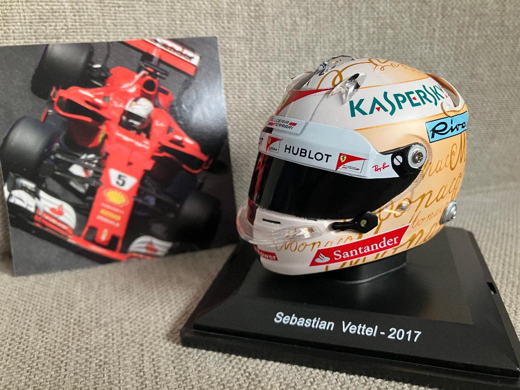 ✅ Sebastian Vettel 1:5 helm Monaco 2017 Ferrari SF70H, Ophalen of Verzenden, Nieuw, Formule 1