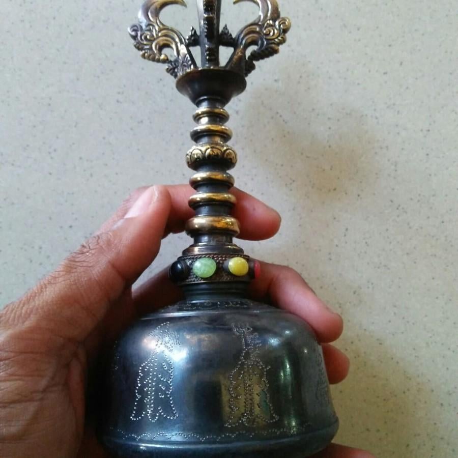 Prachtige Balinese Priesterbel (Genta) Zilver & Koper KLE08, Antiek en Kunst, Kunst | Niet-Westerse kunst, Verzenden