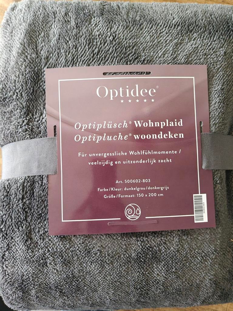 Optidee optipluche woondeken 150x200, Huis en Inrichting, Ophalen of Verzenden, Nieuw