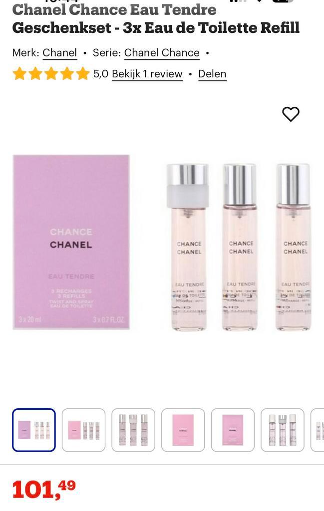Chanel chance eau tendre navulling twist en spray, Sieraden, Tassen en Uiterlijk, Uiterlijk | Parfum, Nieuw, Ophalen of Verzenden