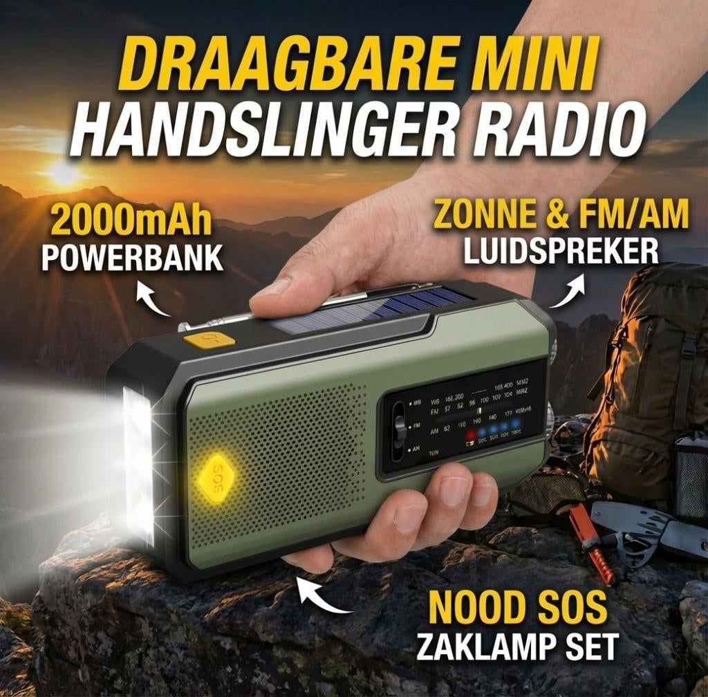 Luxe noodradio met handcrack, Audio, Tv en Foto, Radio's, Ophalen of Verzenden, Nieuw, Wereldontvanger