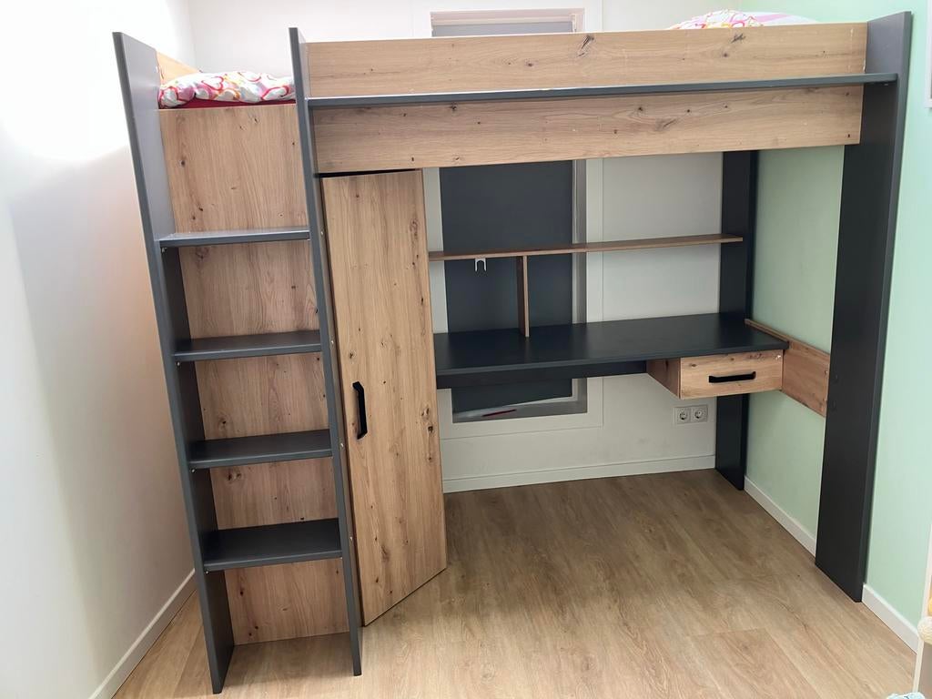 Hoogslaper met bureau, kledingkast en optionele stoel, Ophalen, Gebruikt, Hoogslaper