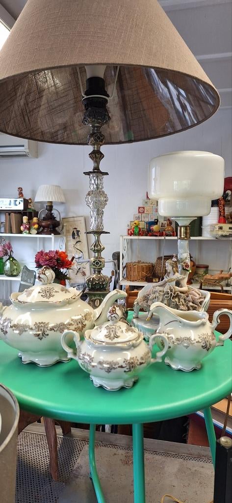 Antiek Capo theeservies - theepot, suikerpot, melkkan, Antiek en Kunst, Ophalen of Verzenden