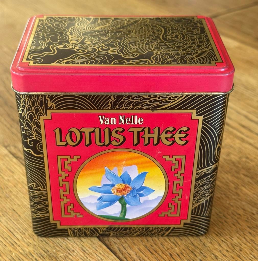 Blik - Van Nelle - Lotus thee, Verzamelen, Blikken, Ophalen of Verzenden, Gebruikt, Thee, Van Nelle