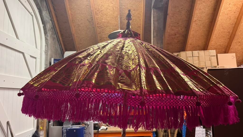 Decoratieve Parasol Handgemaakt Balinese Boho Style, Ophalen, Zo goed als nieuw, Minder dan 1 meter, Parasolvoet