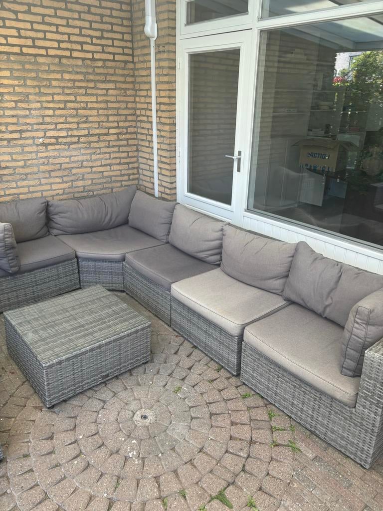 Nette tuinset met glazen tafel (Bois Le Duc), Tuin en Terras, Ophalen, Gebruikt, Eettafel, Wicker