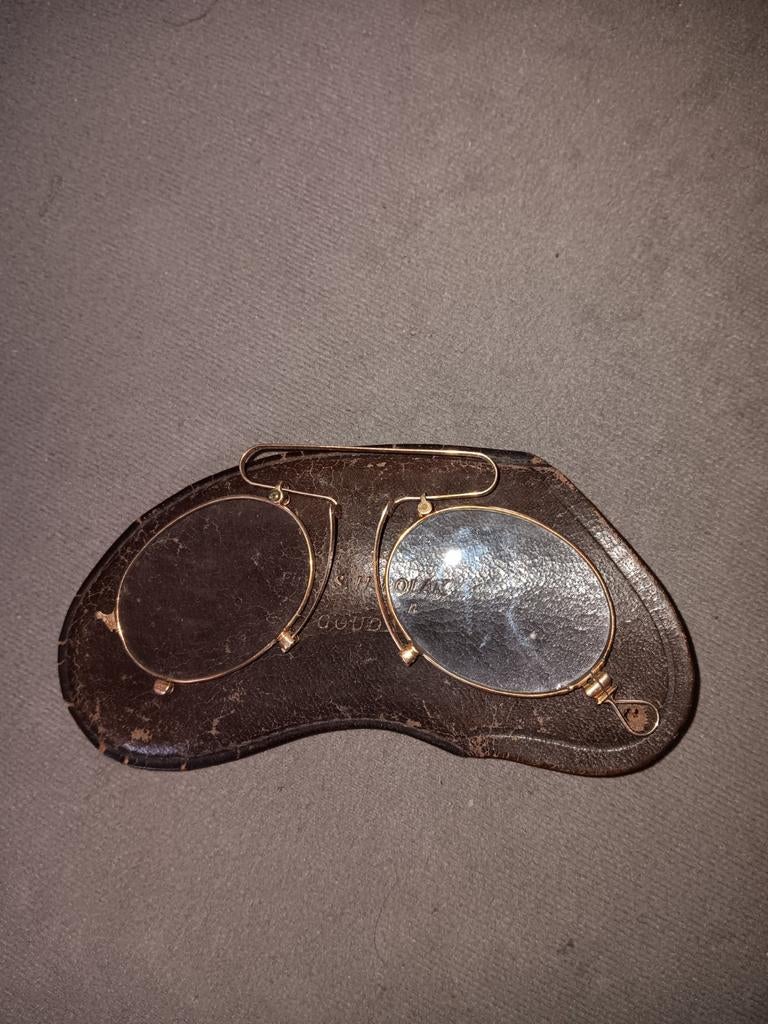 Antieke pince-nez bril met etui, Antiek en Kunst, Ophalen of Verzenden