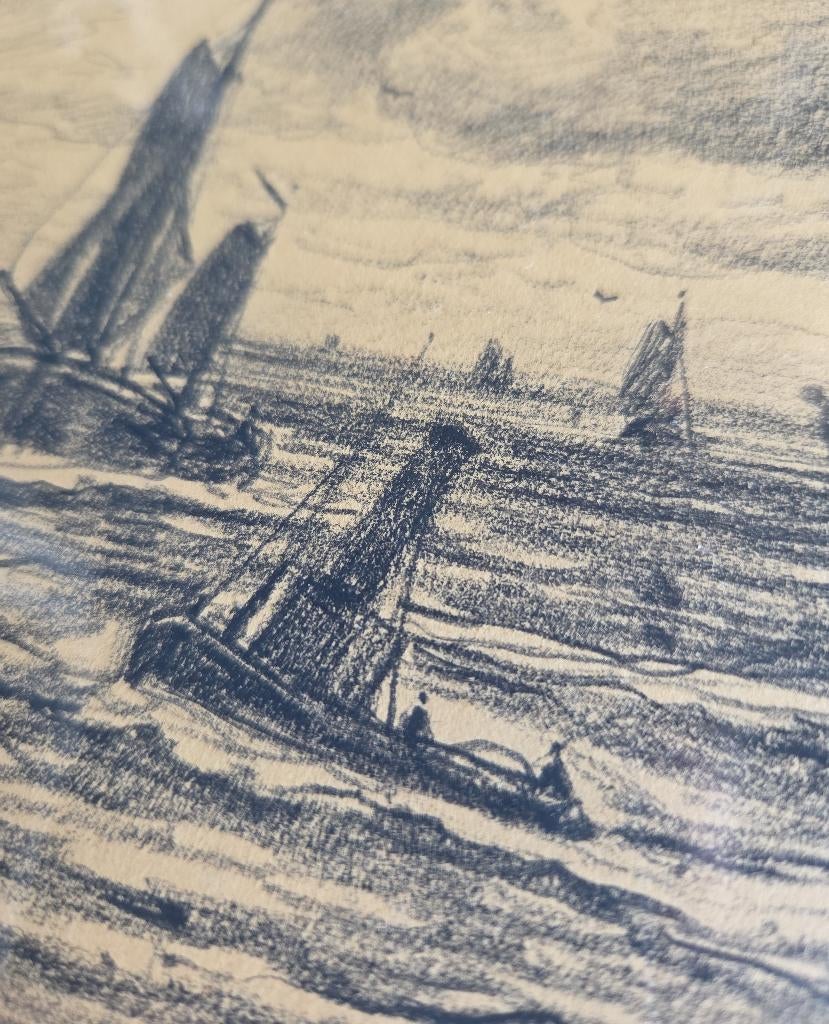 Potloodtekening Kees van Waning (1861-1929) schepen, Antiek en Kunst, Kunst | Tekeningen en Foto's, Ophalen of Verzenden