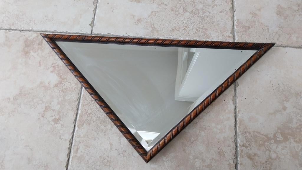 Art deco facet geslepen spiegel hout, Antiek en Kunst, Ophalen, Rechthoekig