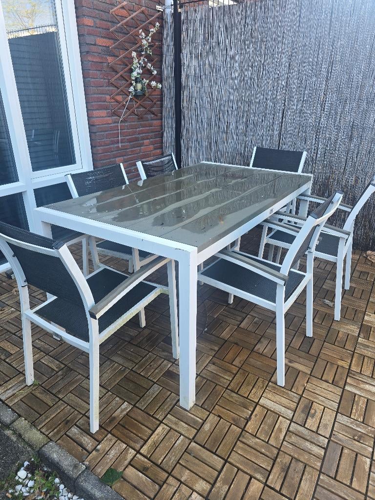 6 personen tuinset, Ophalen, Gebruikt, 6 zitplaatsen, Aluminium
