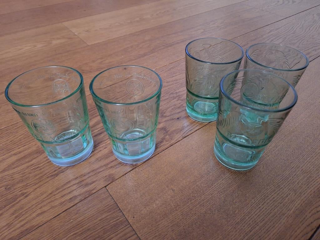 5 Bacardi glazen groen. Als nieuw!, Glas of Glazen, Ophalen of Verzenden, Overige stijlen, Glas
