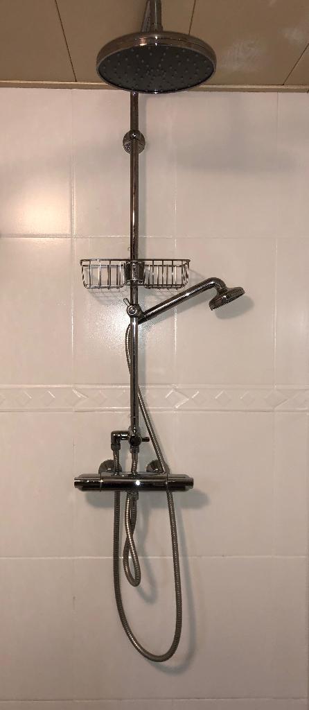 Grohe thermostaatmengkraan + Ikea VOXNAN regendouche, Doe-het-zelf en Verbouw, Sanitair, Gebruikt, Douche, Chroom, Ophalen
