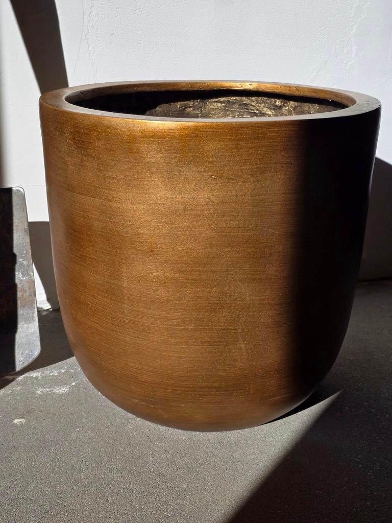 Grote gouden binnenpot - Stijlvolle plantenbak, Ophalen, Overige materialen, Minder dan 60 cm, Rond