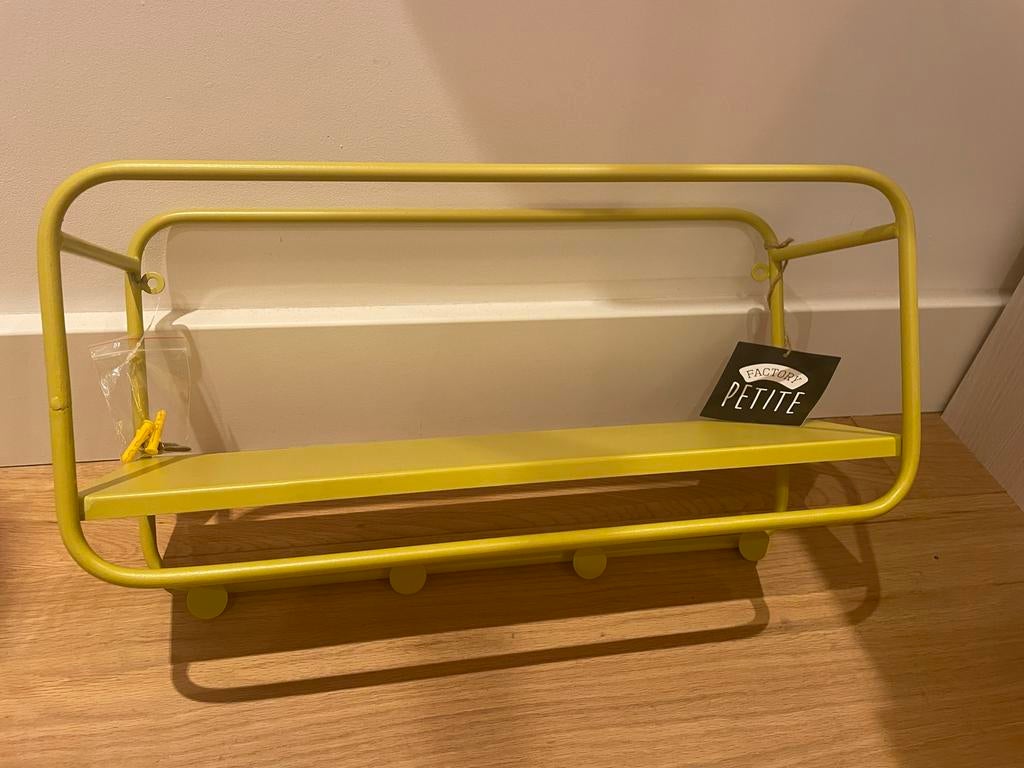 Gele kapstok met plankje en haakjes, Zo goed als nieuw, Minder dan 100 cm, Metaal, Ophalen